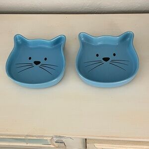 Whisker City Blue Cat-Shaped Dishes Set of 2 NWOT Cat lovers